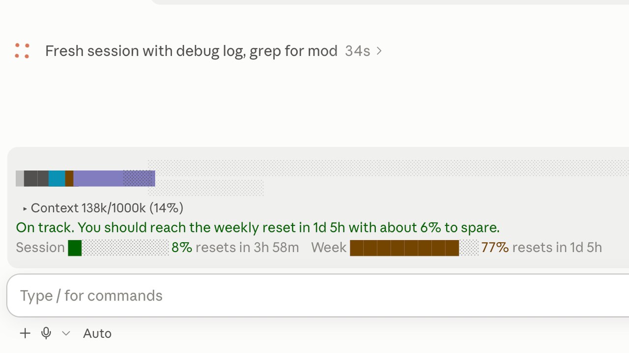 A usage bar attached above the Claude Code input box